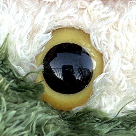 Plush Seated Green Frog Yellow Marble Eyes Soft Fur Plushie Stuffed Animal 9" - Picture 8 of 8